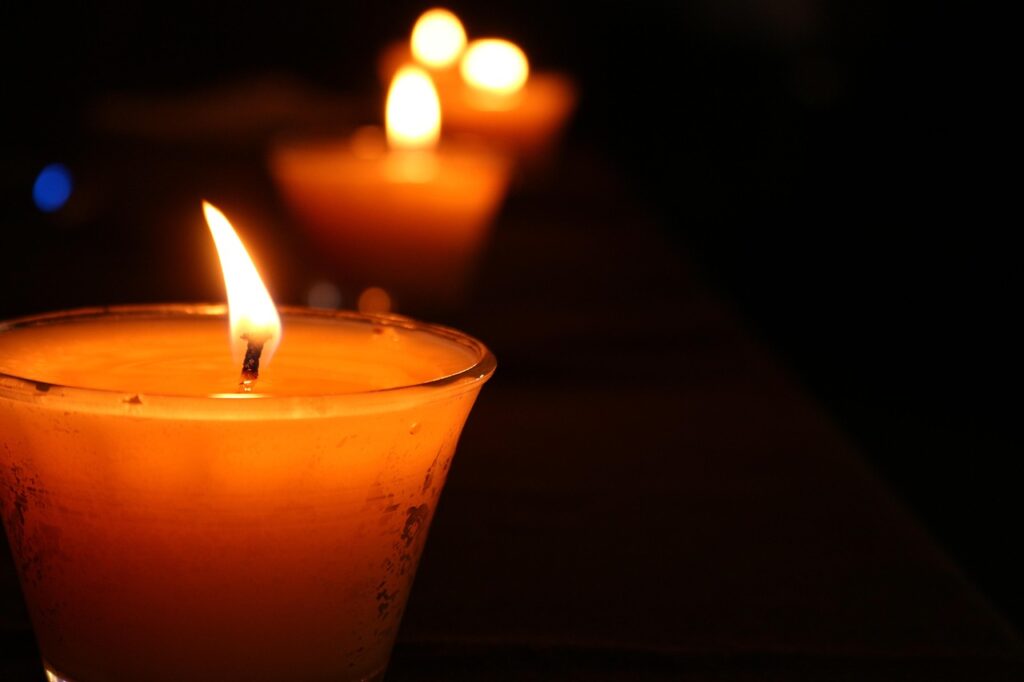 candles, orange, fire, calls, wax, winter, gloomy, funeral, sadness, calm down, candle, light, to illuminate, darkness, dark, hot